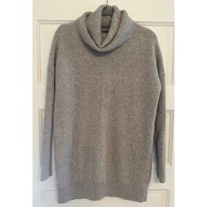 Vince. Grey Oversize Turtleneck Cashmere and Wool Sweater. Size S.